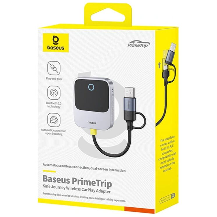 Беспроводной автомобильный адаптер Baseus PrimeTrip (Wireless Apple CarPlay) C10745100813-00 - Grey: фото 5 из 18