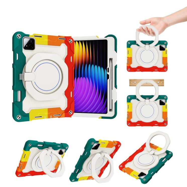 Чехол Deexe Grip Kickstand для Xiaomi Pad 7 / 7 Pro - Colorful Pink: фото 8 из 21