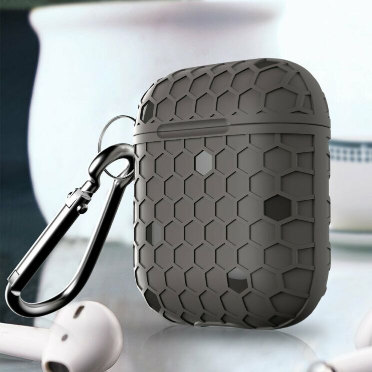 Чехол Deexe Honeycomb Pattern для Apple AirPods 1 / 2 - Gray: фото 1 из 8
