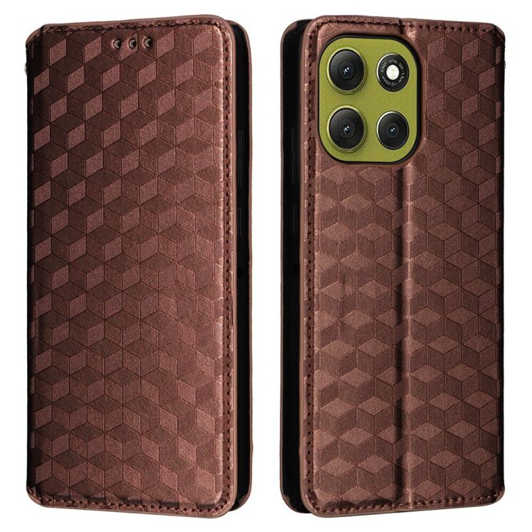 Чохол Deexe Rhombus Book для Motorola Moto G86 - Brown: фото 1 з 10