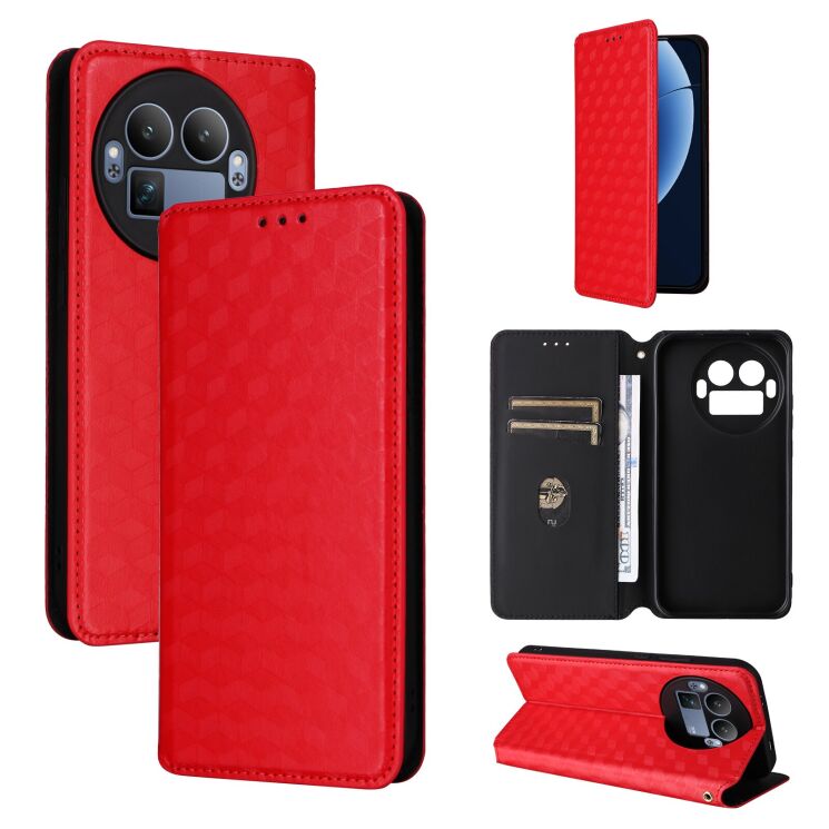 Чехол Deexe Rhombus Book для Realme GT 8 Pro - Red: фото 6 з 8