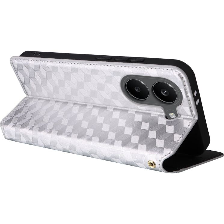 Чехол Deexe Rhombus Book для Xiaomi Poco X8 Pro - Silver: фото 5 из 9