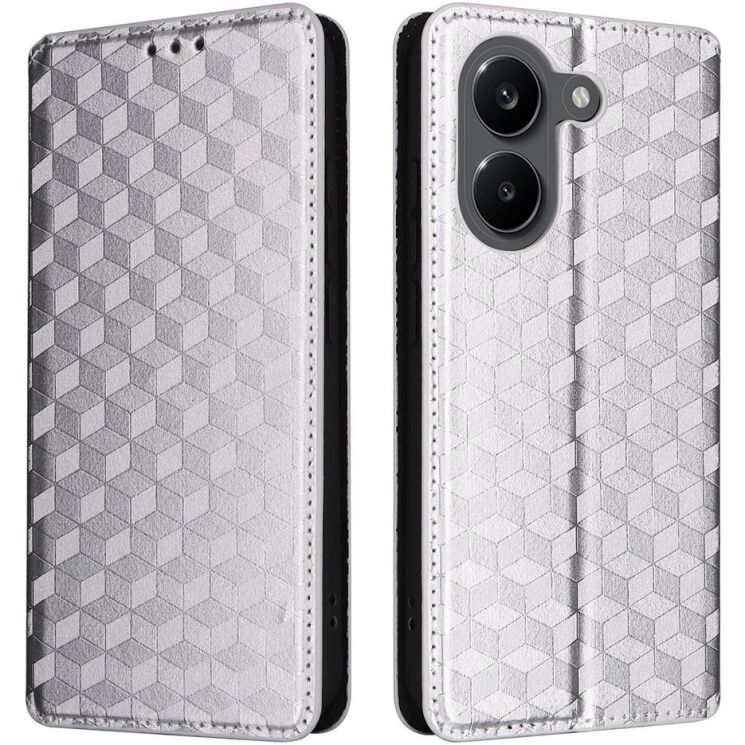 Чехол Deexe Rhombus Book для Xiaomi Poco X8 Pro - Silver: фото 1 из 9