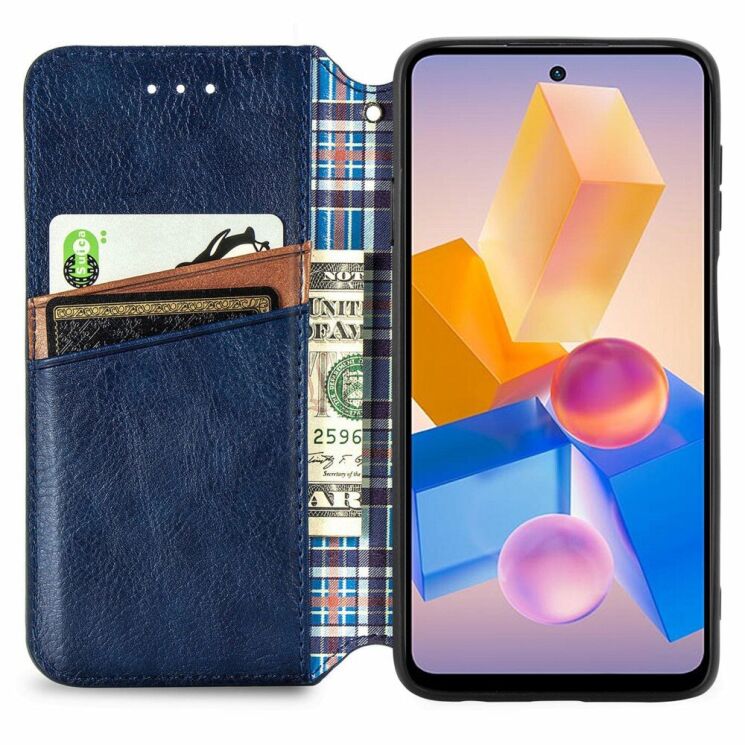 Чехол Deexe Rhombus Wallet для Infinix Hot 40i - Blue: фото 2 из 6