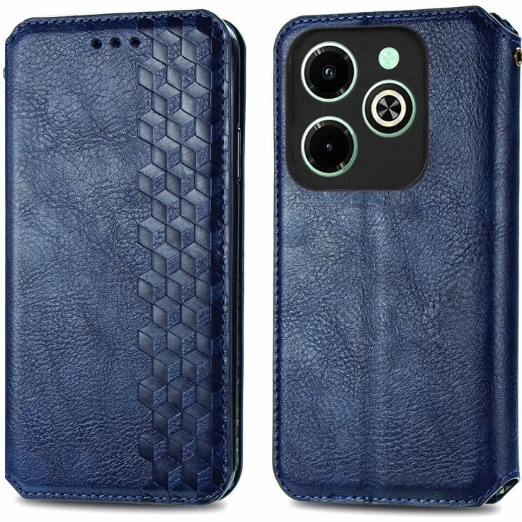Чехол Deexe Rhombus Wallet для Infinix Hot 40i - Blue: фото 1 из 6