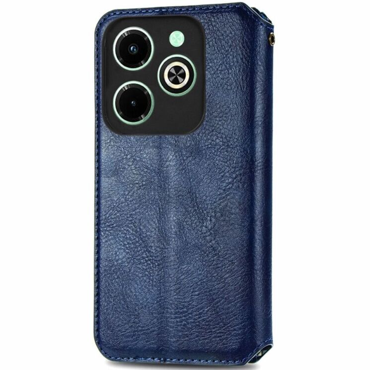 Чехол Deexe Rhombus Wallet для Infinix Hot 40i - Blue: фото 5 из 6