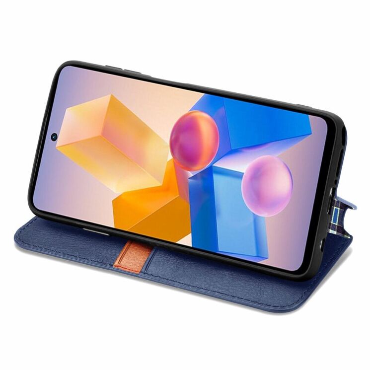 Чехол Deexe Rhombus Wallet для Infinix Hot 40i - Blue: фото 3 из 6