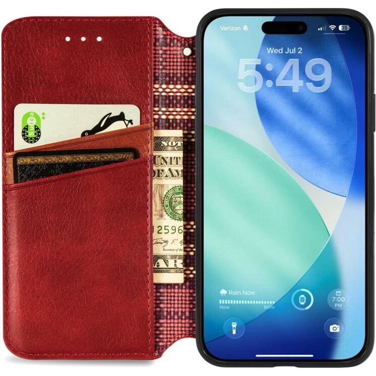 Чохол Deexe Rhombus Wallet для iPhone 18 Pro Max / 17 Pro Max - Red: фото 2 з 6