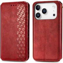 Чохол Deexe Rhombus Wallet для iPhone 18 Pro Max / 17 Pro Max - Red: фото 1 з 6