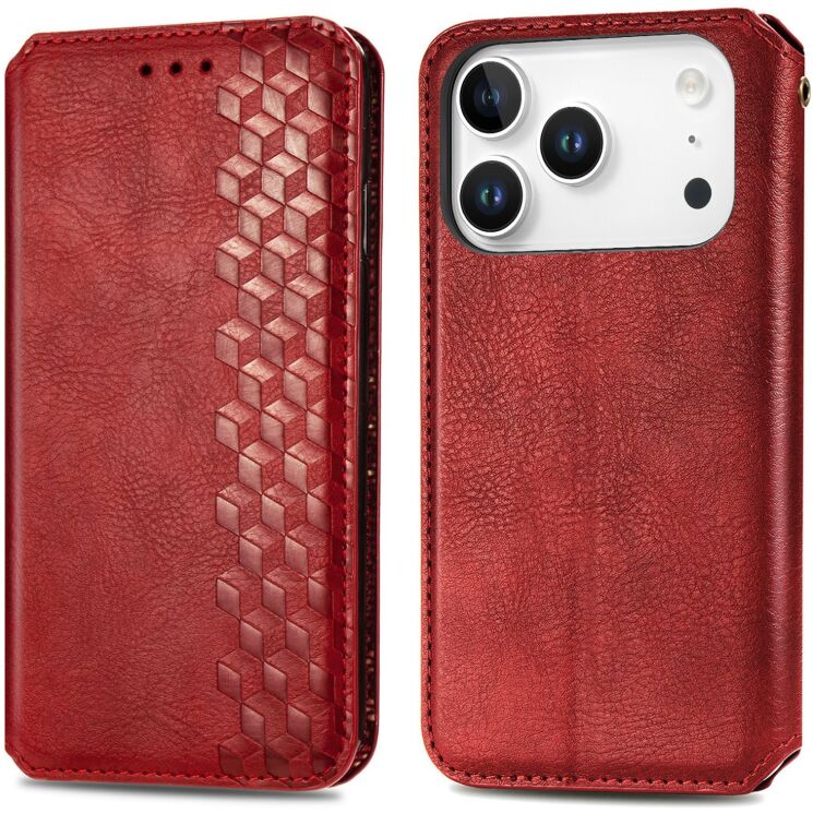 Чохол Deexe Rhombus Wallet для iPhone 18 Pro Max / 17 Pro Max - Red: фото 1 з 6