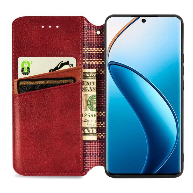 Чехол Deexe Rhombus Wallet для Realme 12 / 12 Plus - Red: фото 2 из 6