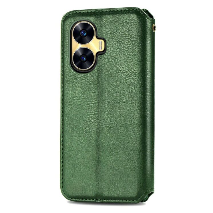 Чехол Deexe Rhombus Wallet для Realme C55 - Green: фото 6 из 9