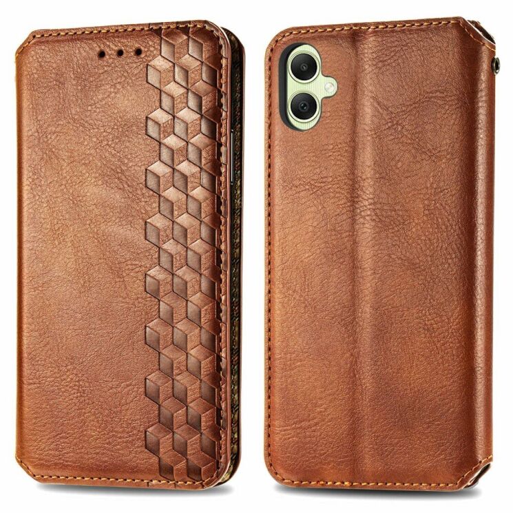 Чехол Deexe Rhombus Wallet для Samsung Galaxy A06 (A065) - Brown: фото 1 из 6