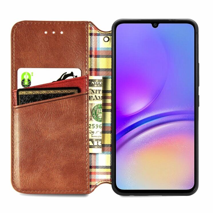 Чехол Deexe Rhombus Wallet для Samsung Galaxy A06 (A065) - Brown: фото 2 из 6