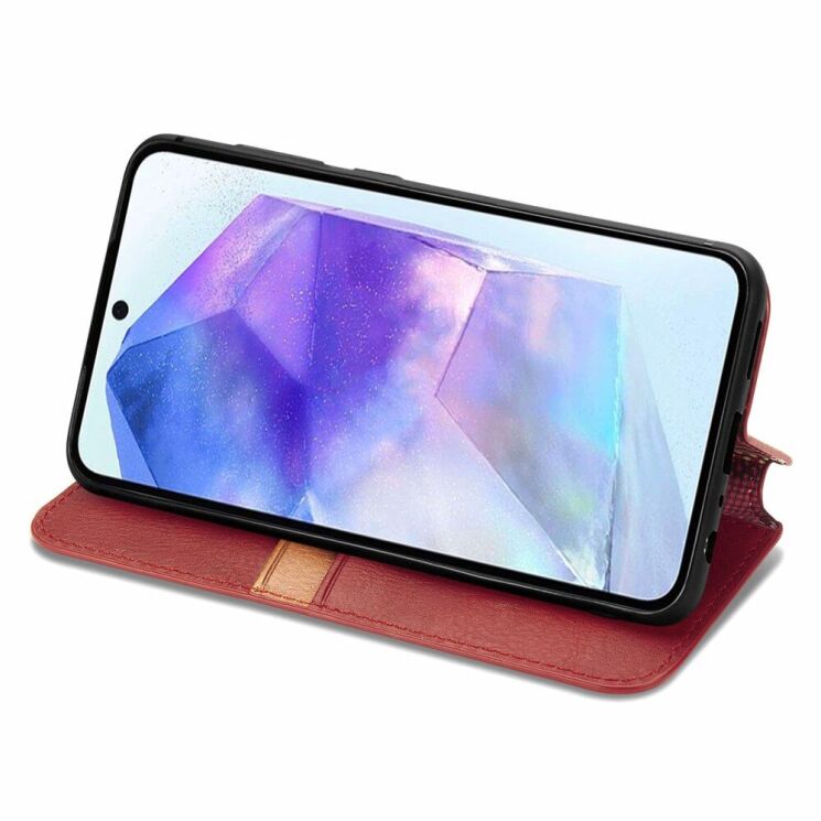 Чехол Deexe Rhombus Wallet для Samsung Galaxy A55 (A556) - Red: фото 3 из 6