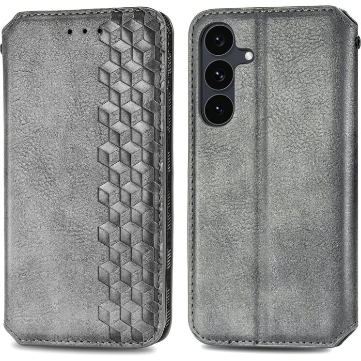 Чехол Deexe Rhombus Wallet для Samsung Galaxy S26 FE - Grey (412727H) Чехол Deexe Rhombus Wallet для Samsung Galaxy S26 FE - Grey: фото 1 из 6