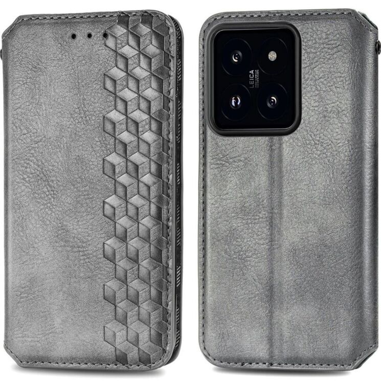 Чехол Deexe Rhombus Wallet для Xiaomi 14T Pro - Grey: фото 1 из 9