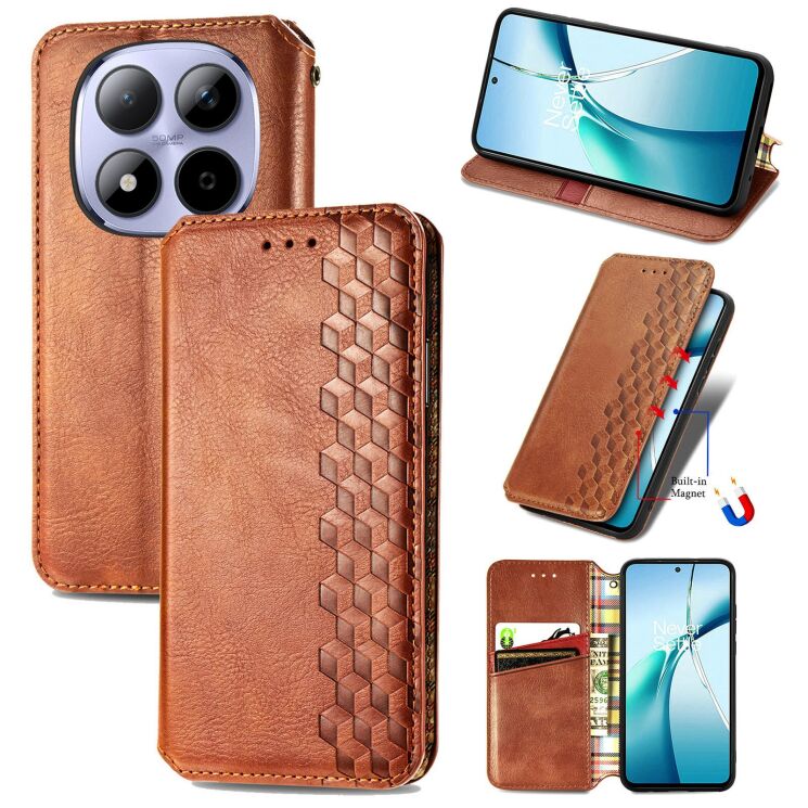 Чохол Deexe Rhombus Wallet для Xiaomi Redmi Note 15 Pro 5G - Brown (405064Z) Чохол Deexe Rhombus Wallet для Xiaomi Redmi Note 15 Pro 5G - Brown: фото 4 з 11