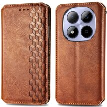 Чохол Deexe Rhombus Wallet для Xiaomi Redmi Note 15 Pro 5G - Brown: фото 1 з 11