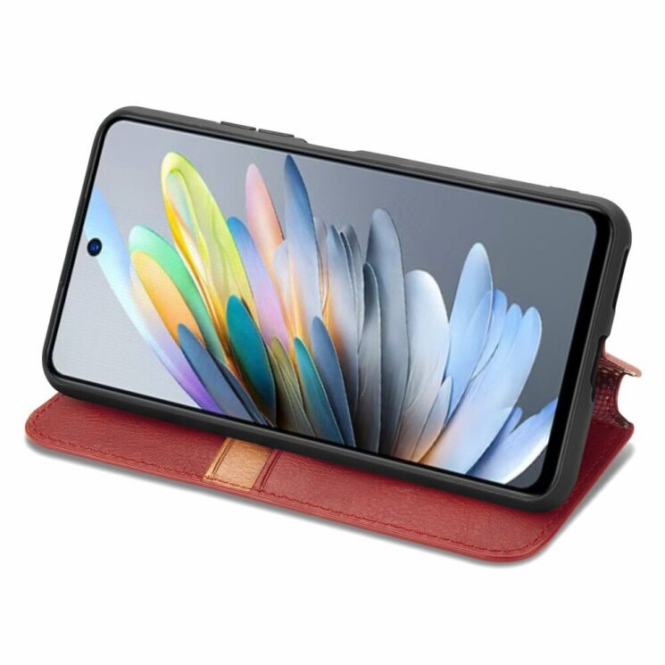 Чохол Deexe Rhombus Wallet для ZTE Blade A75 - Red: фото 3 з 9