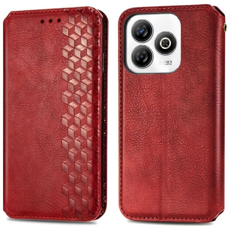 Чохол Deexe Rhombus Wallet для ZTE Blade A75 - Red: фото 1 з 9