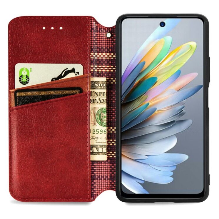 Чохол Deexe Rhombus Wallet для ZTE Blade A75 - Red: фото 2 з 9