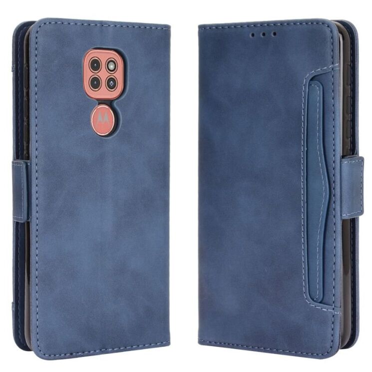 Чохол-книжка з кишеньками Deexe Wallet Stand для Motorola Moto E7 Plus / Moto G9 Play - Blue: фото 8 з 12