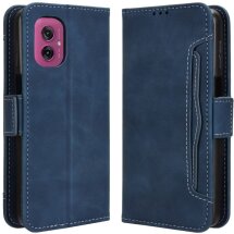 Чехол Deexe Wallet Stand для Motorola Moto G55 - Blue: фото 1 из 7