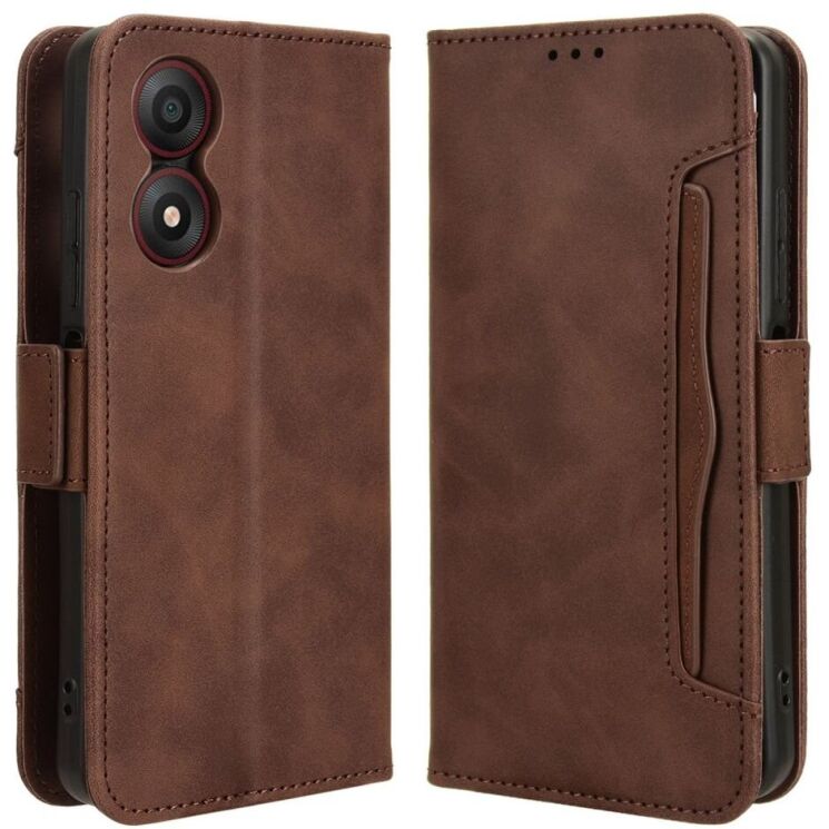 Чохол Deexe Wallet Stand для ZTE Blade A34 - Brown: фото 1 з 7
