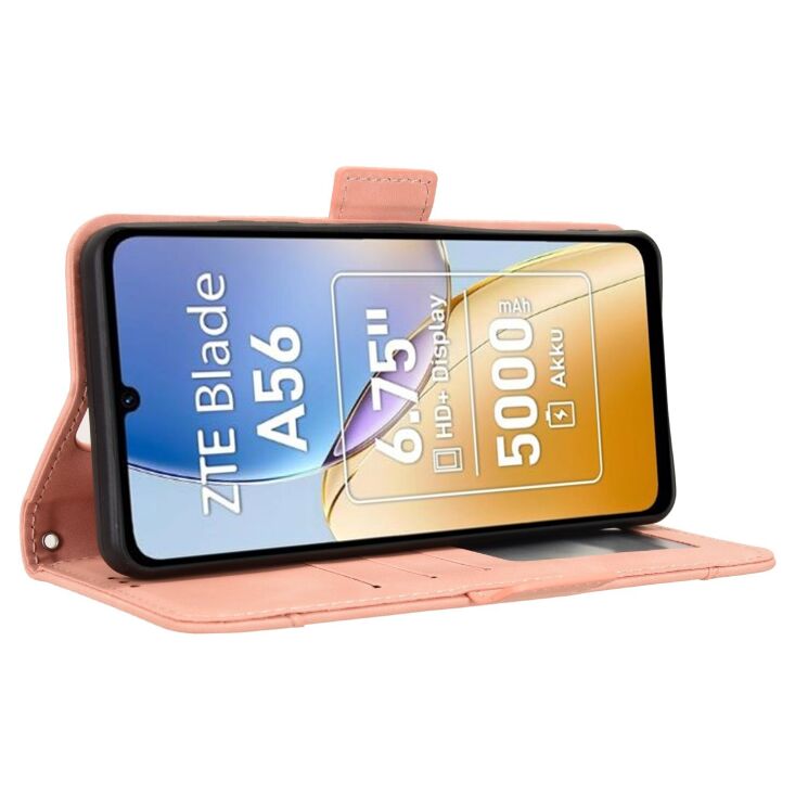 Чохол-книжка з кишеньками Deexe Wallet Stand для ZTE Blade A56 - Pink: фото 6 з 15
