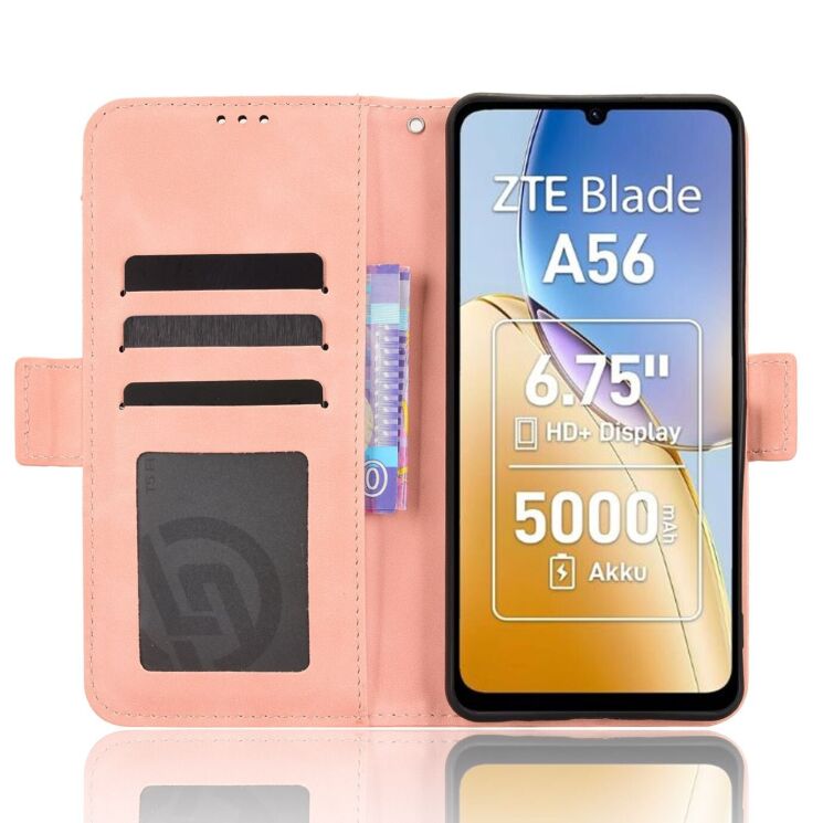 Чохол-книжка з кишеньками Deexe Wallet Stand для ZTE Blade A56 - Pink: фото 5 з 15