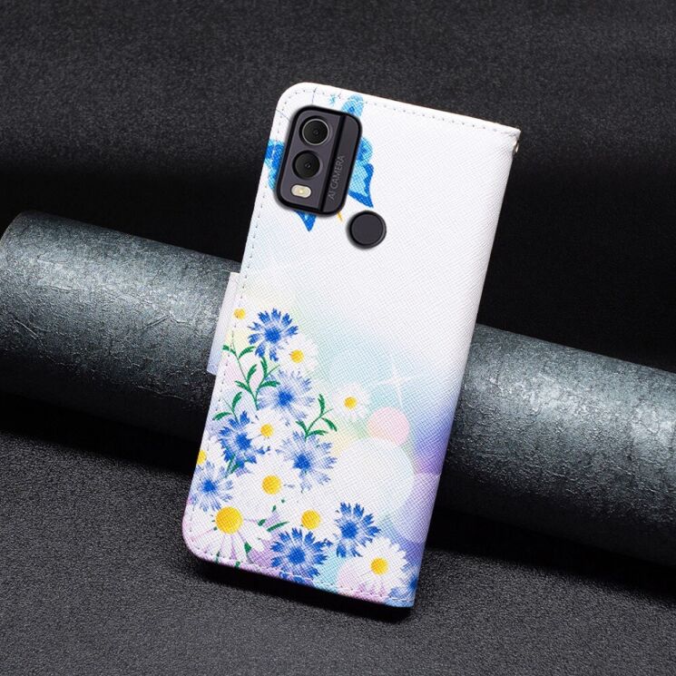 Чохол-книжка Deexe Color Wallet для Nokia C22 - Butterfly and Flowers: фото 3 з 7