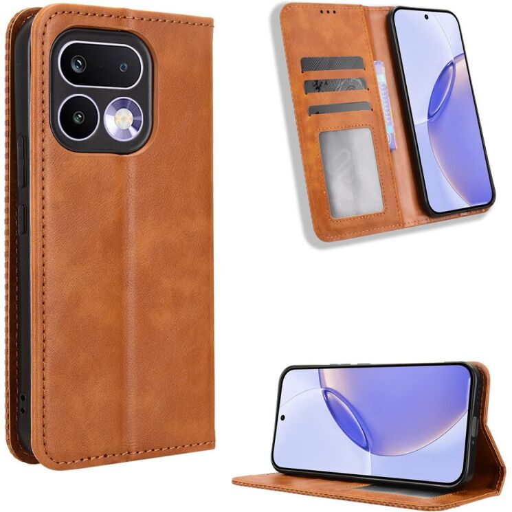 Чехол-книжка Deexe Retro Style для Realme 16 Pro - Brown: фото 2 из 20