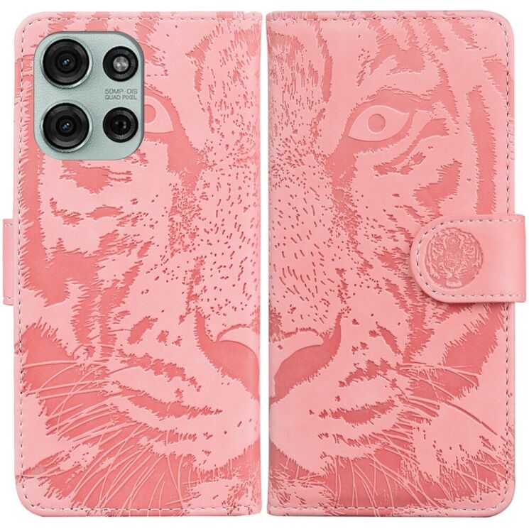 Чехол-книжка Deexe Tiger для Motorola Moto G75 - Pink: фото 1 из 7