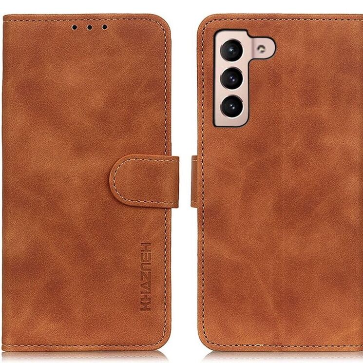 Чехол-книжка KHAZNEH Retro Wallet для Samsung Galaxy S22 (S901) - Brown: фото 1 из 10