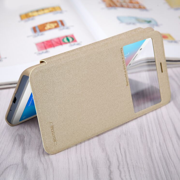 Чехол-книжка NILLKIN Sparkle Series для Xiaomi Redmi 6A - Gold: фото 7 из 16