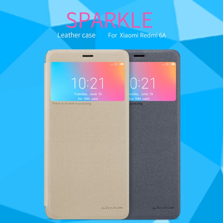 Чехол-книжка NILLKIN Sparkle Series для Xiaomi Redmi 6A - Grey: фото 8 из 16