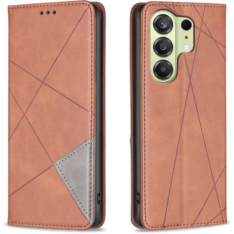 Чохол-книжка з кишеньками UniCase Geometric Pattern для TECNO Camon 50 - Brown: фото 1 з 10