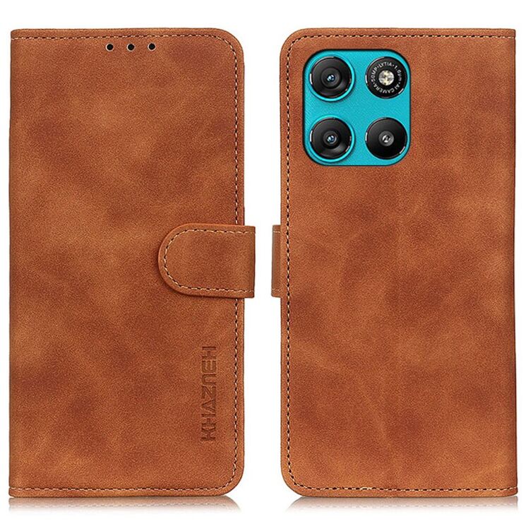 Чохол-книжка з застібкою KHAZNEH Retro Wallet для Motorola Moto G57 Power / G67 Power - Brown: фото 1 з 9