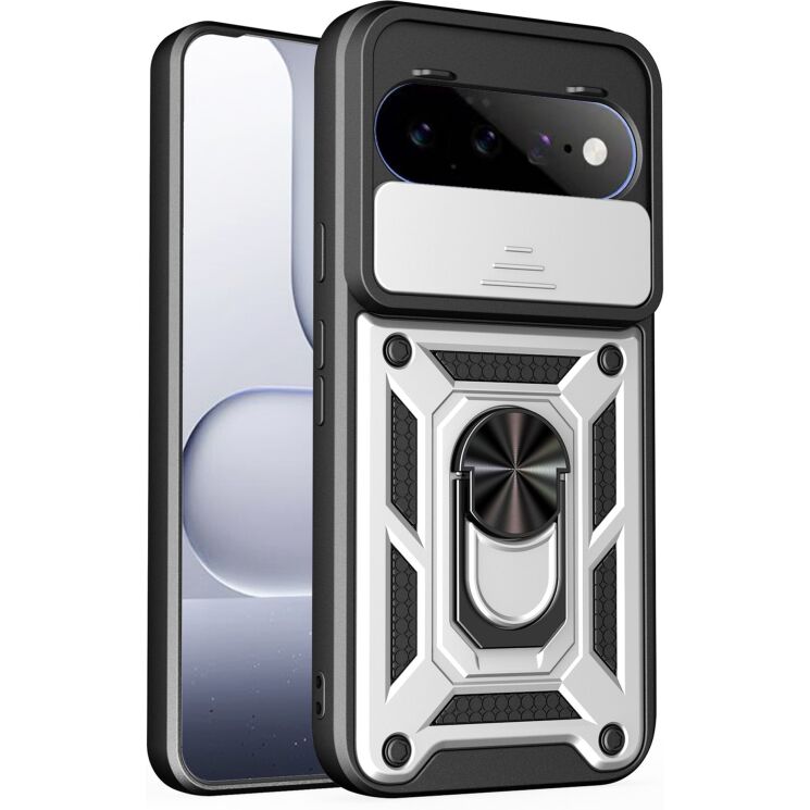 Чехол с защитой камеры Deexe Armor Shield для Google Pixel 11 / 11 Pro - Silver: фото 1 из 9