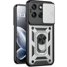 Чехол с защитой камеры Deexe Armor Shield для Motorola Edge 70 Fusion - Silver: фото 1 из 9