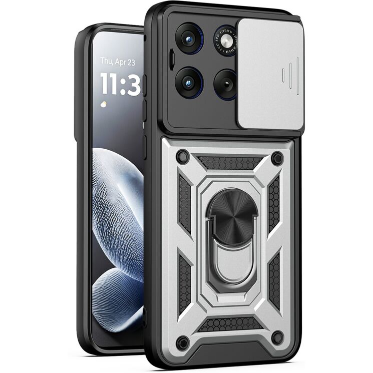 Чехол с защитой камеры Deexe Armor Shield для Motorola Edge 70 Fusion - Silver: фото 1 из 9