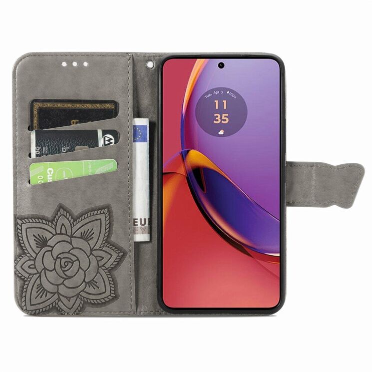 Чехол UniCase Butterfly Pattern для Motorola Moto G84 - Grey: фото 2 из 5