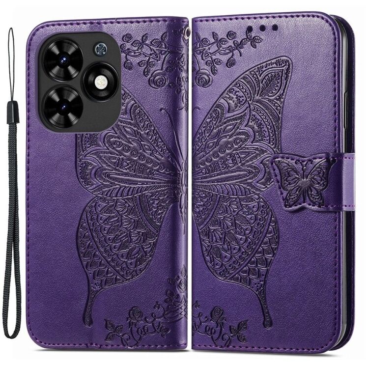 Чехол UniCase Butterfly Pattern для TECNO Spark Go 2024 / Spark 20C - Dark Purple: фото 1 из 8