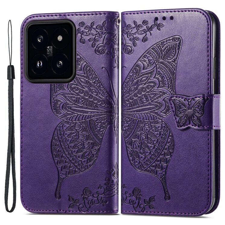 Чехол UniCase Butterfly Pattern для Xiaomi 14 Pro - Dark Purple: фото 1 из 5