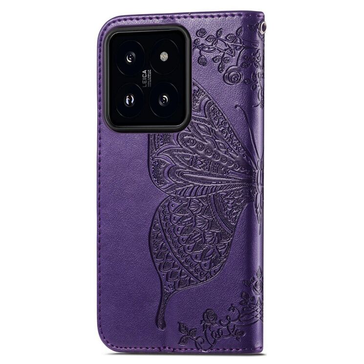 Чехол UniCase Butterfly Pattern для Xiaomi 14 Pro - Dark Purple: фото 4 из 5