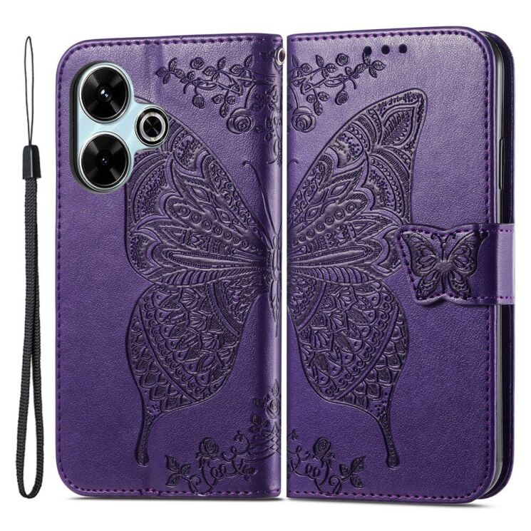 Чехол UniCase Butterfly Pattern для Xiaomi Redmi 13 - Dark Purple: фото 1 из 7