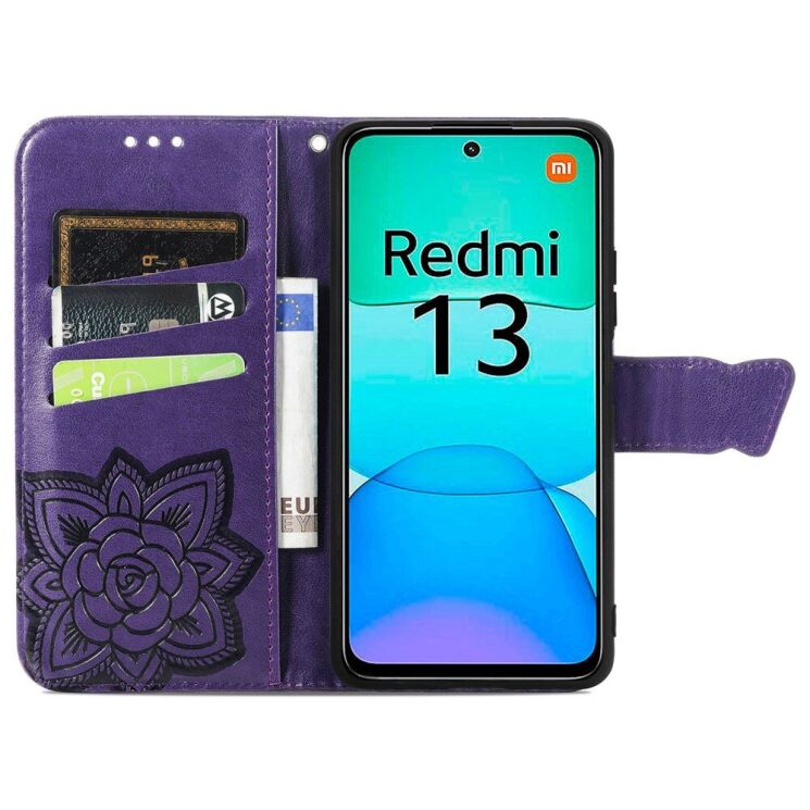 Чехол UniCase Butterfly Pattern для Xiaomi Redmi 13 - Dark Purple: фото 2 из 7