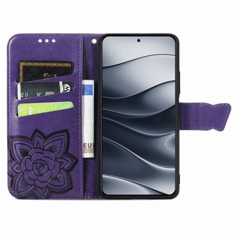 Чехол UniCase Butterfly Pattern для Xiaomi Redmi Note 14 5G - Dark Purple: фото 2 из 9