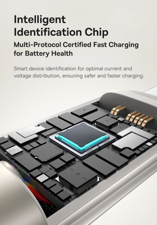 Кабель Baseus Titanium Alloy USB to Type-C (100W, 1m) P10378102 - Galaxy Titanium Gold: фото 11 з 20